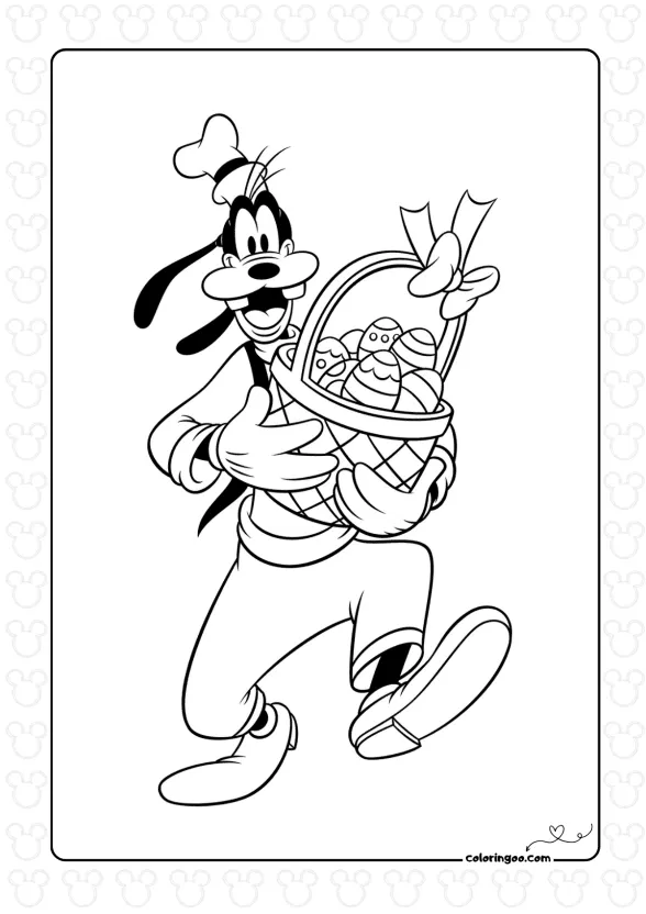 Goofy with a Basket of Easter Eggs