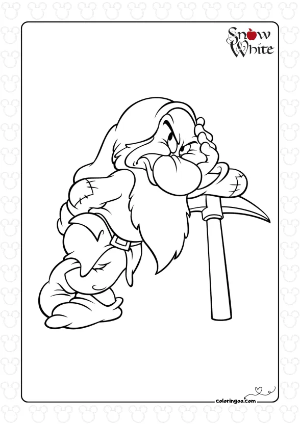 Grumpy from Snow White Coloring Page 1 Grumpy from Snow White Coloring Page