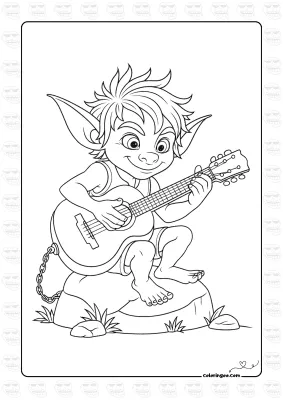 Guitar Player Goblin Coloring Page
