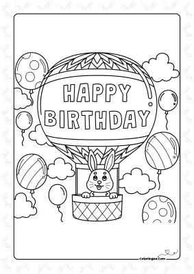 Happy Birthday Balloon Coloring Page