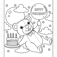 Happy Birthday Bear Coloring Page