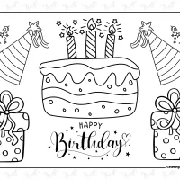 Happy Birthday Cake Coloring Page