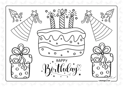 Happy Birthday Cake Coloring Page