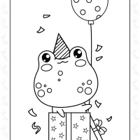 Happy Birthday Frog Coloring Page