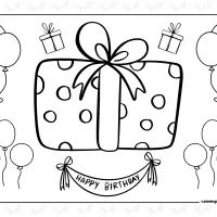 Happy Birthday Gift Coloring Page