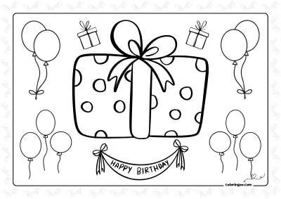 Happy Birthday Gift Coloring Page