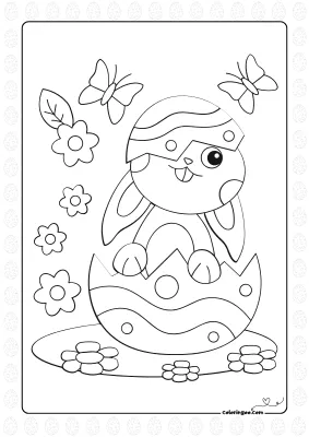 Happy Easter Bunny Colouring Page