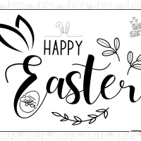 Happy Easter Text Colouring