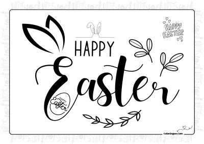 Happy Easter Text Colouring