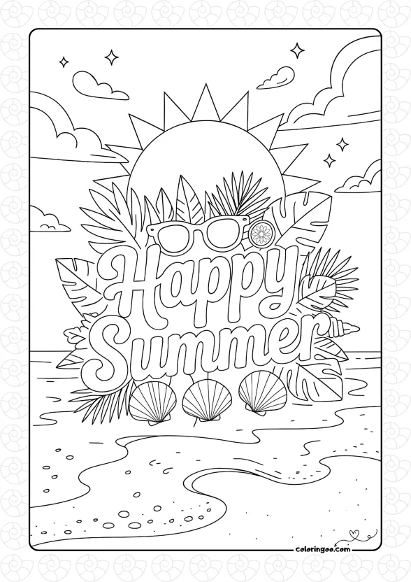 Happy Summer Coloring Page