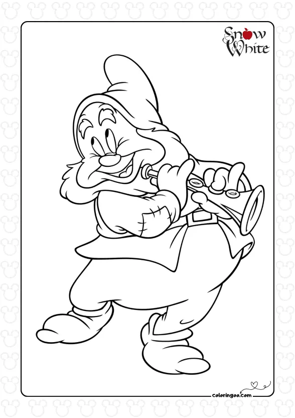 Happy from Snow White Coloring Page