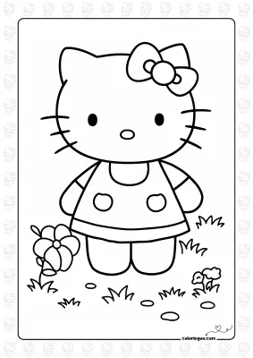 Hello Kittiy In The Garden