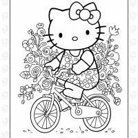 Hello Kitty Riding Bicycle