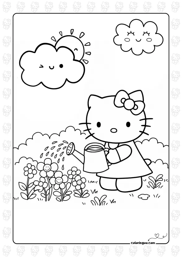 Hello Kitty Watering The Flowers 1 Hello Kitty Watering The Flowers
