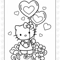 Hello Kitty With Heart Balloon