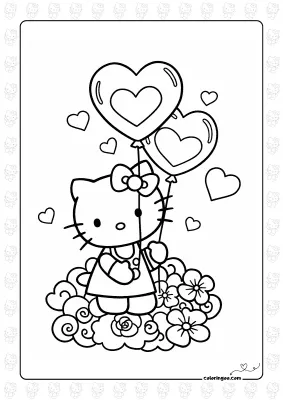 Hello Kitty With Heart Balloon