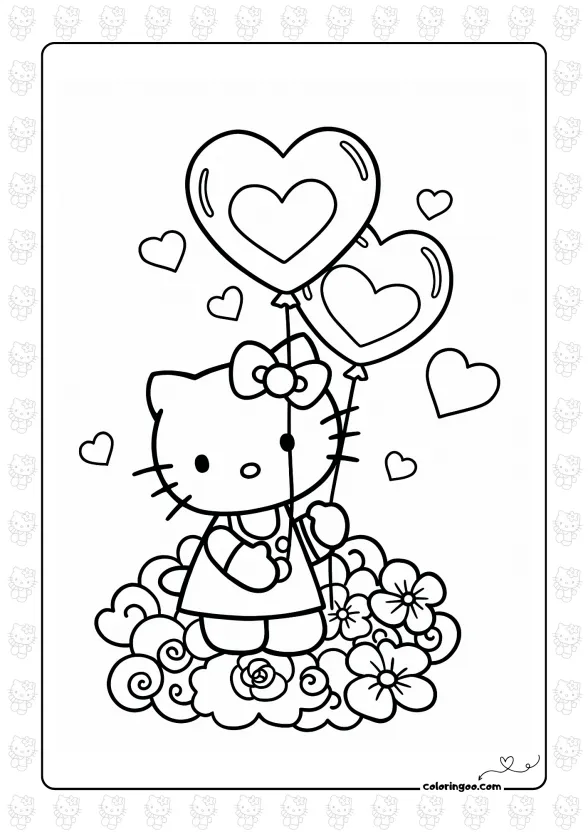 Hello Kitty With Heart Balloon