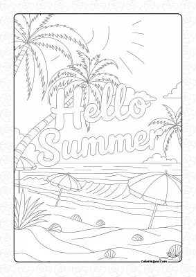Hello Summer Colouring Page