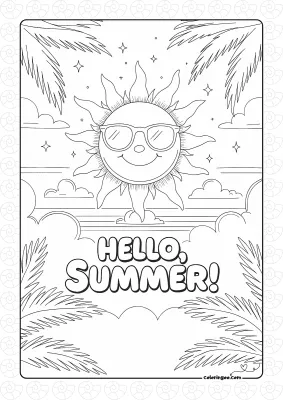 Hello Summer Pdf Coloring Sheet