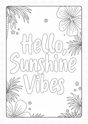 Hello Sunshine Vibes Coloring Page