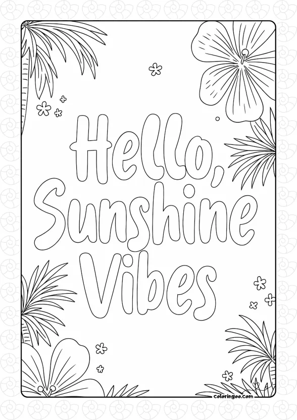 Hello Sunshine Vibes Coloring Page 1 Hello Sunshine Vibes Coloring Page