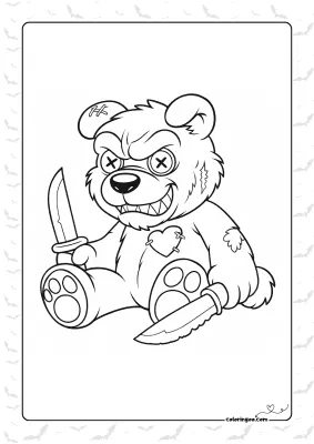Horrific Teddy Bear Coloring Page