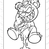 Horror Teddy Bear Coloring Page