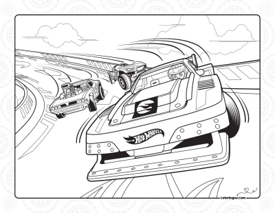 Hot Wheels Car Race Coloring Page