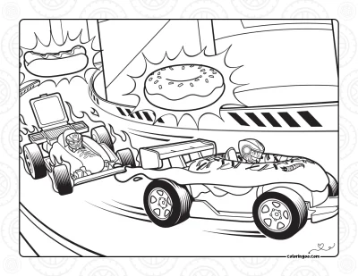 Hot Wheels Donut Car Coloring Page