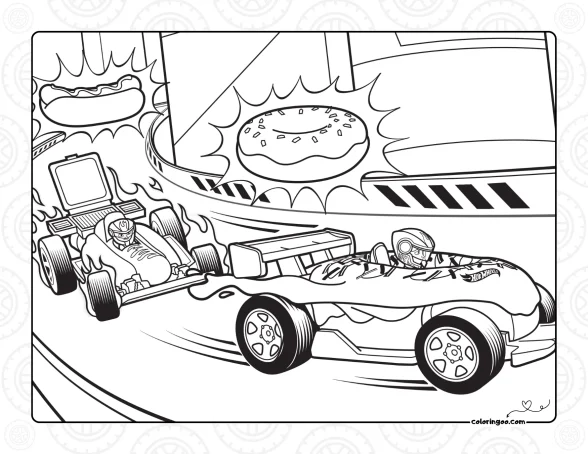 Hot Wheels Donut Car Coloring Page 1 Hot Wheels Donut Car Coloring Page