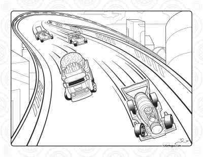 Hot Wheels Lets Race Coloring Activity Page