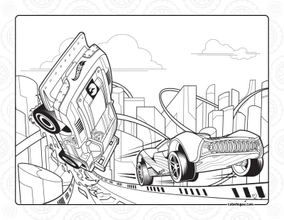 Hot Wheels Lets Race Coloring Page