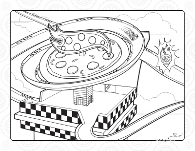 Hot Wheels Pizza Track Coloring Page