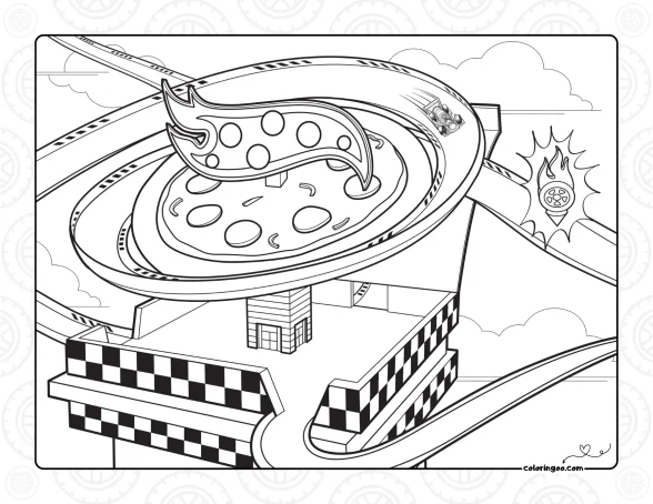 Hot Wheels Pizza Track Coloring Page 1 Hot Wheels Pizza Track Coloring Page