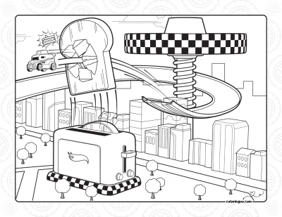 Hot Wheels Toaster Track Coloring Page