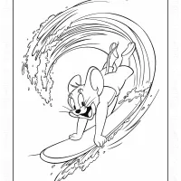 Jerry Catches the Wave Coloring Page