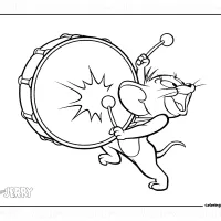 Jerry Plays the Drum Coloring Page