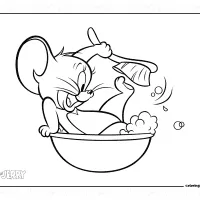 Jerry Takes a Bath Coloring Page