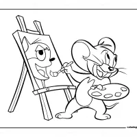 Jerry is Painting Coloring Page