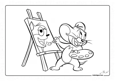 Jerry is Painting Coloring Page