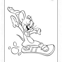 Jerry is Snowboarding Coloring Page