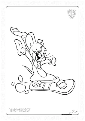 Jerry is Snowboarding Coloring Page