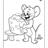Jerry with Cheese Coloring Page