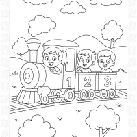 Joyful Train Journey Coloring Page