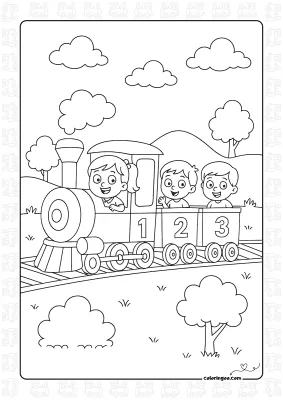 Joyful Train Journey Coloring Page