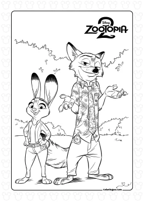 Judy Hopps and Nick Wilde Coloring Pages