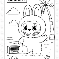 Labubu Beach Trip Coloring Pages