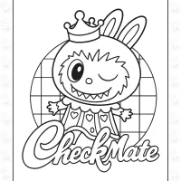 Labubu Checkmate Coloring Page