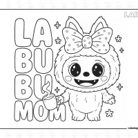 Labubu Coffee for Mom Coloring Page