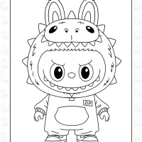 Labubu in Costume Coloring Page